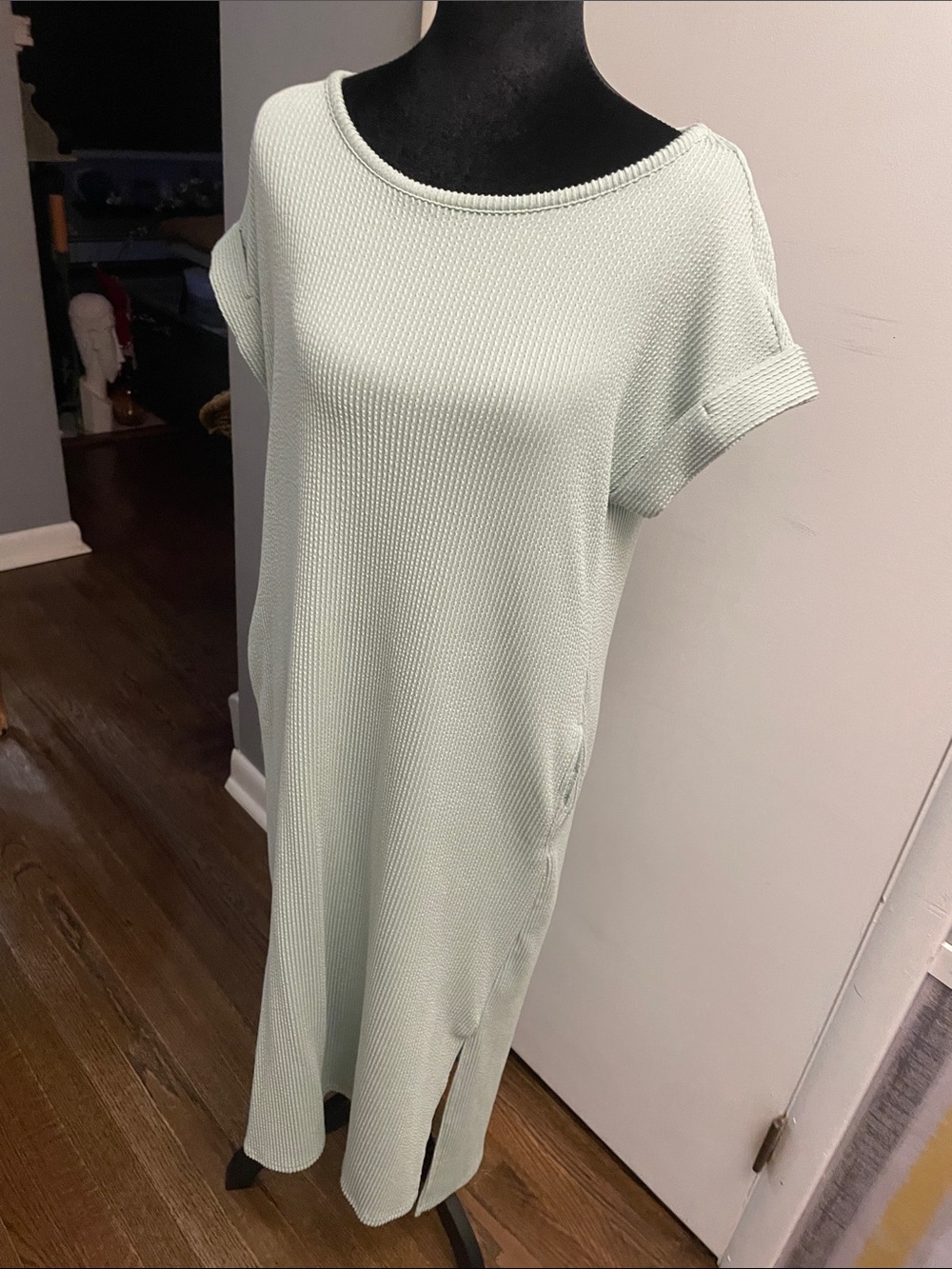 Casual Light Mint Knit Midi Dress